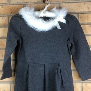 Charming Dress with Faux Fur Collar